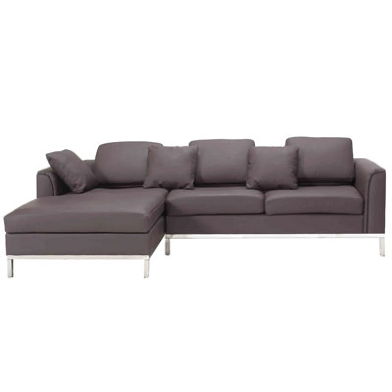 Image of Beliani Corner Sofa 4 Seater Oslo Leather Brown Right Hand