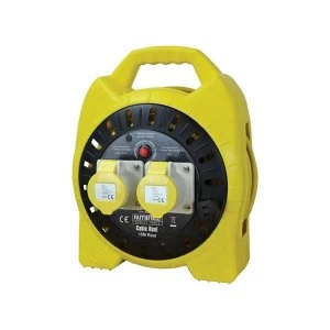 Image of Faithfull Power Plus Semi-Enclosed Cable Reel 110V 16A 2-Socket 25m (1.5mm Cable)