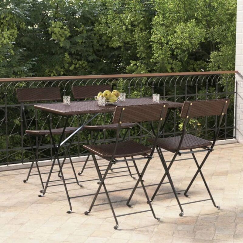 Image of VIDAXL Folding Bistro Chairs 4 pcs Brown Poly Rattan and Steel Vidaxl 8720845666101