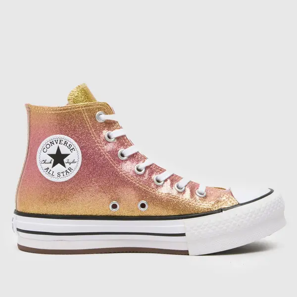Image of Converse pink multi all star hi eva lift Girls Junior trainers Pink Multi UK 10 (EU 27)