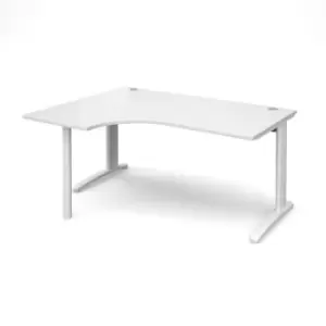 Image of Office Desk Left Hand Corner Desk 1600mm White Top With White Frame 1200mm Depth TR10 TBEL16WWH
