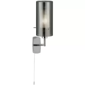 Image of Searchlight Lighting - Searchlight Duo 2 - 1 Light Wall Light Chrome with Smoked Glass Shade, E14