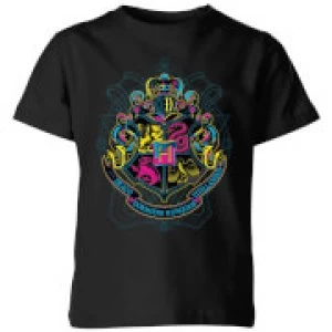 Image of Harry Potter Hogwarts Neon Crest Kids T-Shirt - Black - 3-4 Years