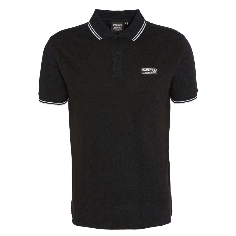 Image of Barbour International Evan Tipped Short-Sleeved Polo Shirt - Black L