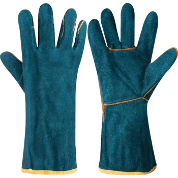 Image of Green Lined Split Leather Gauntlets - Size 11