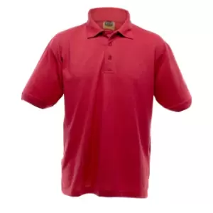 Image of UCC 50/50 Mens Heavyweight Plain Pique Short Sleeve Polo Shirt (L) (Red)