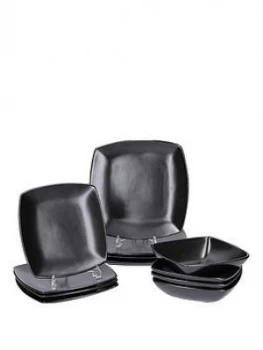Image of Creative Tops Raven 12 Piece Black Stoneware Square Dinner Set