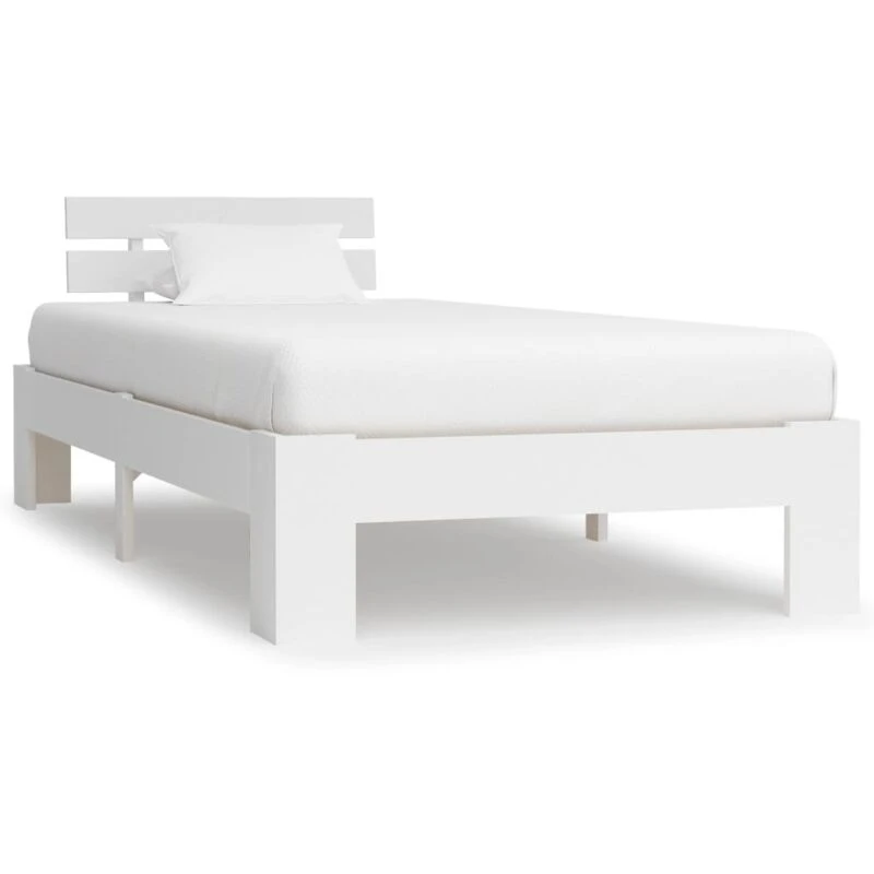 Image of vidaXL Solid Pine Wood Bed Frame White 90x200cm Single Bed Bedroom Furniture