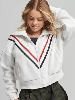 Image of Superdry Vintage Chevron Polar Fleece - White, Size 14, Women