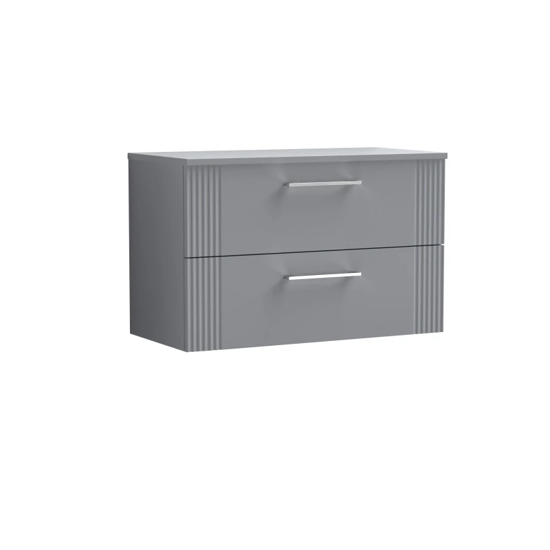 Image of Balterley 2 Drawer Wall Hung Vanity Colour Match Laminate Worktop Grey 800mm Grey