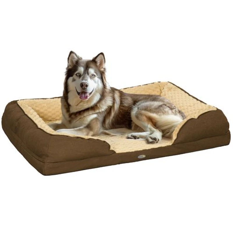 Image of PawHut Calming Dog Bed Pet Mattress w/ Removable Cover, Anti Slip Bottom, for Large Dogs, 120L x 80W x 22Hcm Brown - Pawhut 5056725568535