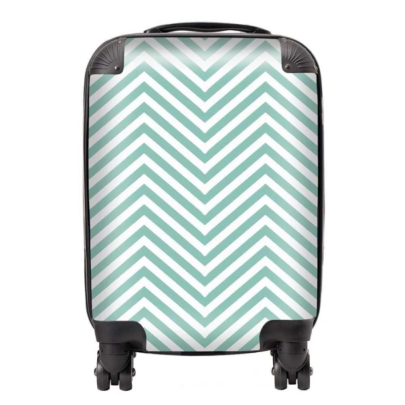 Image of Warren Reed - Designer Geometric Chevron Pattern Suitcase in Green Size: Large Green Unisex Large