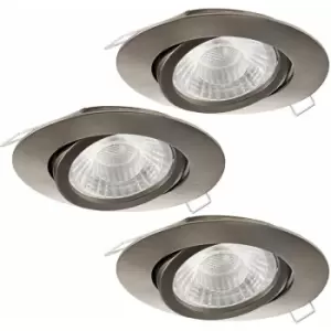 Image of 3 pack Adjustable Ceiling Downlight Satin Nickel Cast Aluminium 5W GU10 Bulb