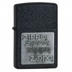 Image of Zippo Pewter Emblem Black Crackle Windproof Lighter