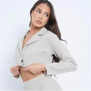 Image of I Saw It First Single Breasted Cropped Blazer - Brown
