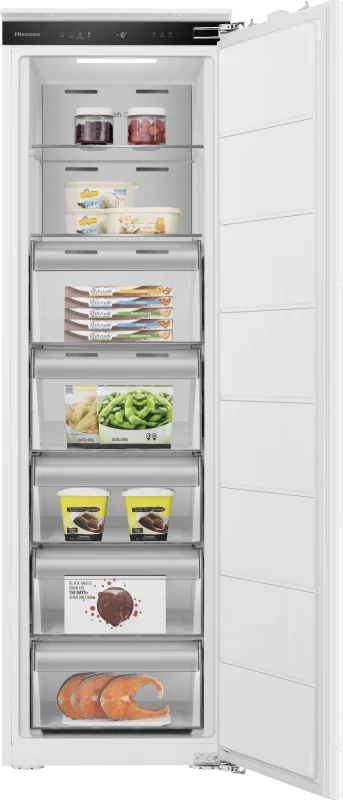 Image of Hisense FT3B213SAWE Integrated Frost Free Upright Freezer with Fixed Door Fixing Kit - E Rated