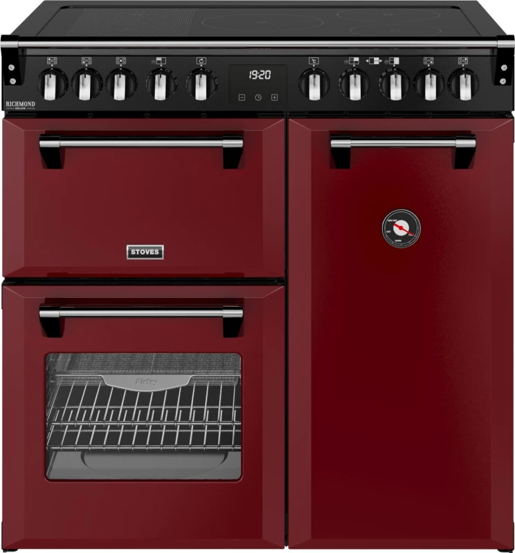 Image of Stoves Richmond DX 90Ei 90cm wide Electric Range Cooker with Induction Hob - Garnet Red - A Rated