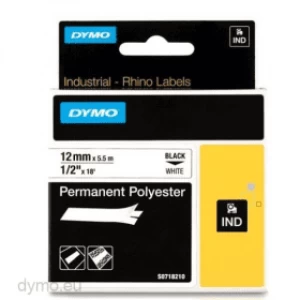 Image of Dymo 18483 Black on White Label Tape 12mm x 5.5m