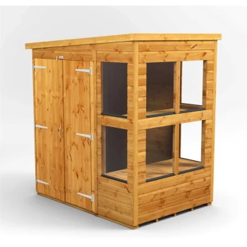 Image of 4x6 Power Pent Potting Shed Double Doors - Brown