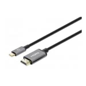 Image of Manhattan USB-C to HDMI Cable 4K@60Hz 1m Black Equivalent to Startech CDP2HD2MBNL Male to Male Three Year Warranty Polybag