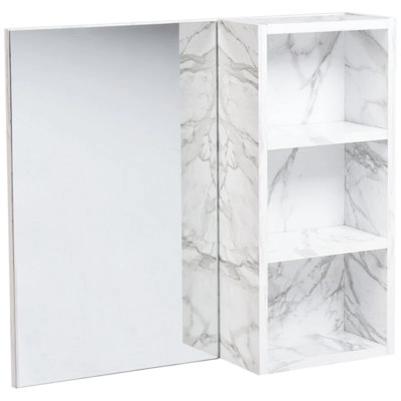 Image of Beliani Bathroom Wall Mounted Mirror Cabinet Joinville 60 Cm 54cm White Marble