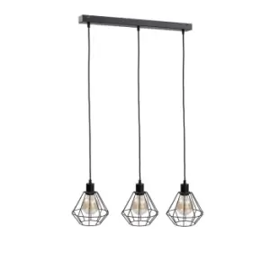 Image of Foskal Bar Pendant Ceiling Light Black, 60cm, 3x E27
