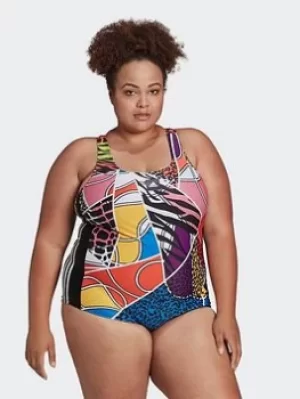 Image of adidas Rich Mnisi Swimsuit (plus Size), Orange, Size 2X, Women