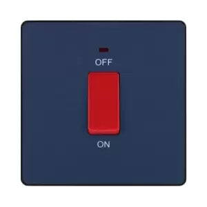 Image of BG Evolve Matt Blue 45A Square Switch Double Pole With LED Power Indicator - PCDDB74B