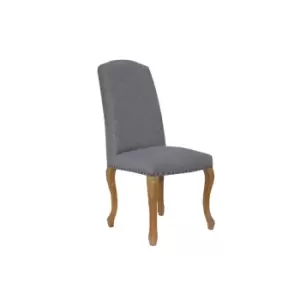 Image of Kettle Interiors Luxury Chair With Nailhead Trim And Carved Oak Legs Light Grey