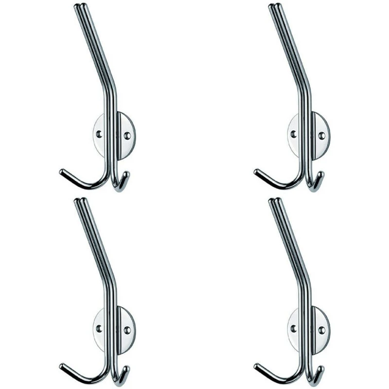 Image of Loops 4x Slimline Hat & Double Coat Hook 35mm Projection Bright Stainless Steel Metallics