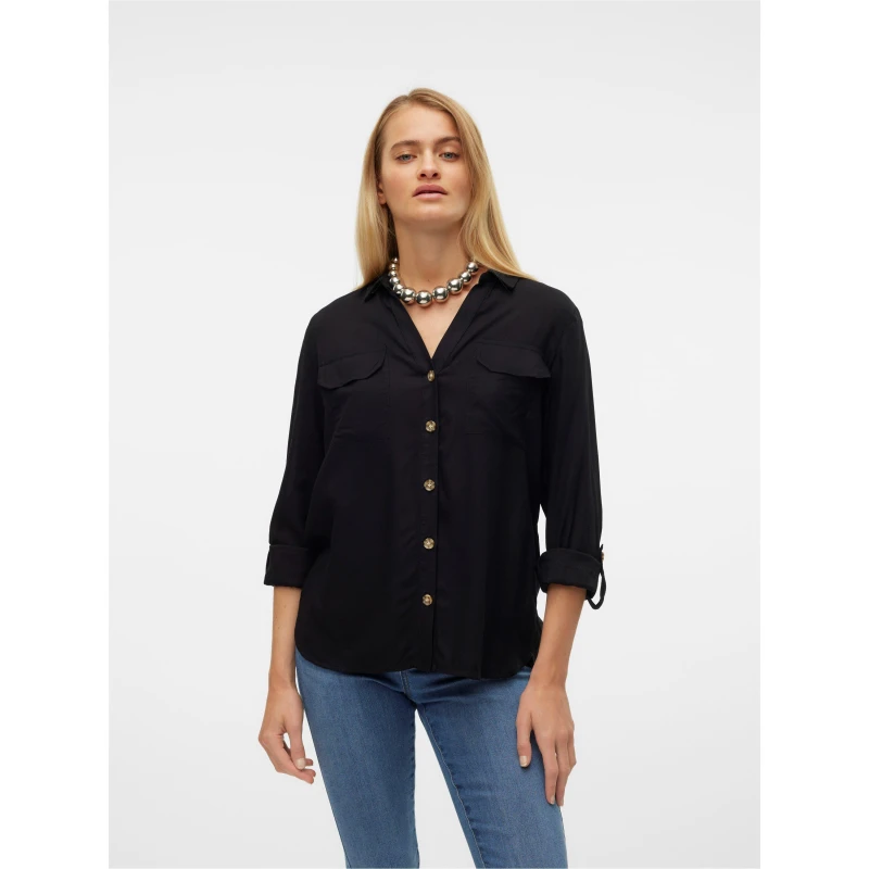 Image of Veromoda Black Bumpy Shirt Black Female XL 190241UK