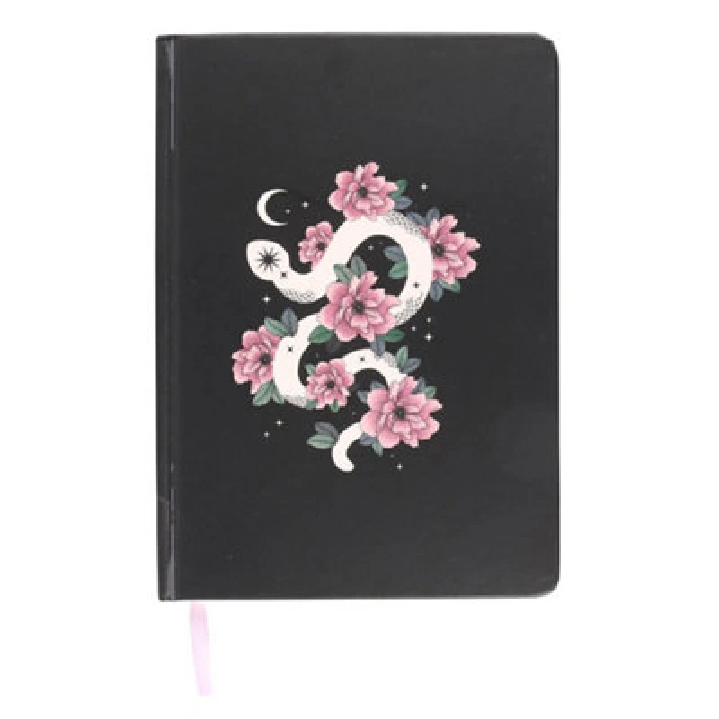 Image of Something Different Something Different Serpentine Floral Snake A5 Notebook in Black One Size Unisex 5063574821476