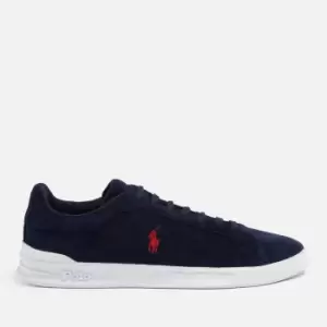 Image of Polo Ralph Lauren Mens Heritage Court Suede Cupsole Trainers - Hunter Navy/RL200 Red - UK 10