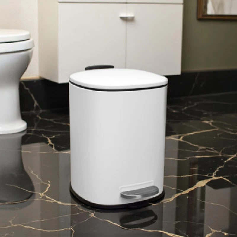 Image of Showerdrape 'Capri' Soft Close Steel 3L Bathroom Bin White unisex