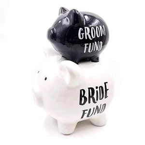 Image of 'Pennies & Dreams' Double Piggy Bank - Bride & Groom