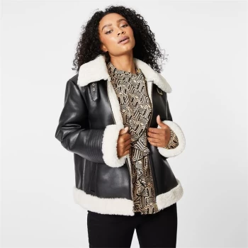 Image of Biba BIBA Faux Shearling Aviator Jacket - Black