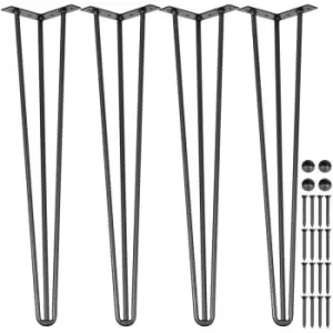 Image of VEVOR Hairpin Table Legs Black Set of 4 Desk Legs Each 220lbs Capacity Hairpin Desk Legs 3 Rods for Bench Desk Dining End Table Chairs Carbon Steel