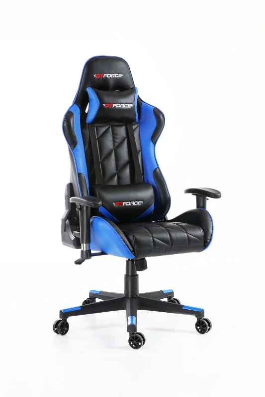 Image of Gtforce Pro Gt Reclining Sports Racing Gaming Office Desk PC Car Faux Leather Chair (blue), Blue 5.05574E+12