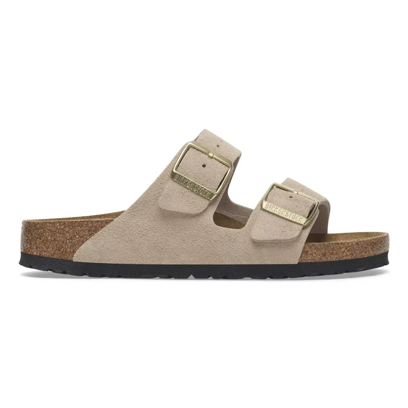 Image of Birkenstock Suede leather sliders Birkenstock Arizona Beige Unisex 35 Etroit