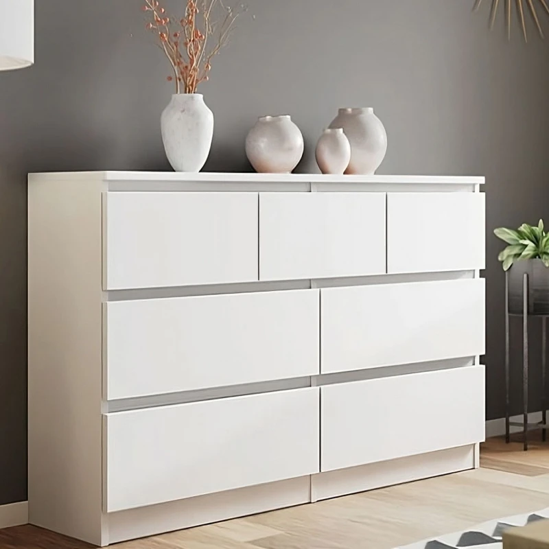 Image of LUXURY LIFE Carlton Matt Chest of Drawers 7 Drawer Merchant in White White Unisex