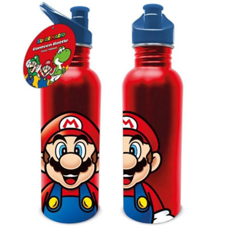 Image of Super Mario Metal 700ml Water Bottle Red unisex