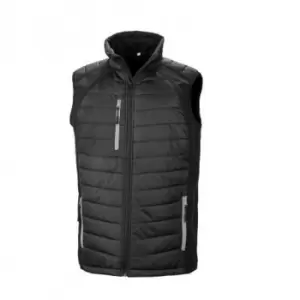 Image of Result Mens Black Compass Padded Soft Shell Gilet (M) (Black/Grey)