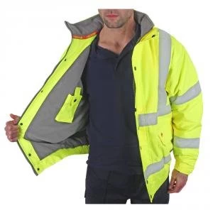 Image of B-Seen Hi-Vis Bomber Jacket Fleece Lined Large Saturn Yellow Ref