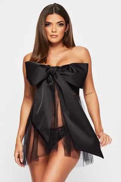 Image of Ann Summers All Wrapped Up Dress Black