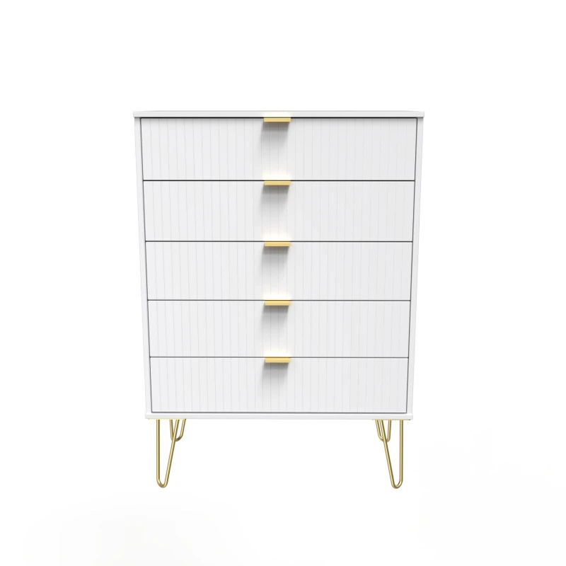 Image of Ready Assembled 2 U Bexley 5 Drawer Chest (Ready Assembled) in White Size: Large White Unisex Large