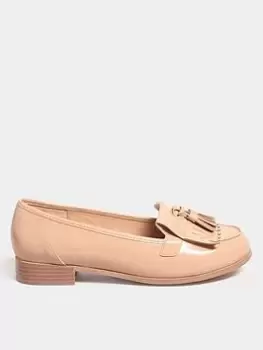 Image of Yours Yours Extra Wide Fit Patent Tassel Loafer Nude, Nude, Size 7, Women