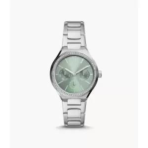 Image of Fossil Womens Eevie Multifunction Stainless Steel Watch - Silver
