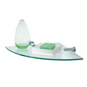 Image of Showerdrape Wall Mounted Chrome / Glass Infinity Corner Vanity Shelf