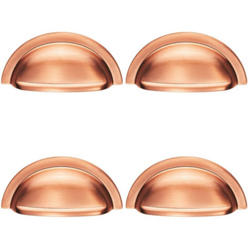 Image of Loops 4x Cabinet Cup Pull Handle 91 x 45mm 76mm Fixing Centres Satin Copper Copper unisex