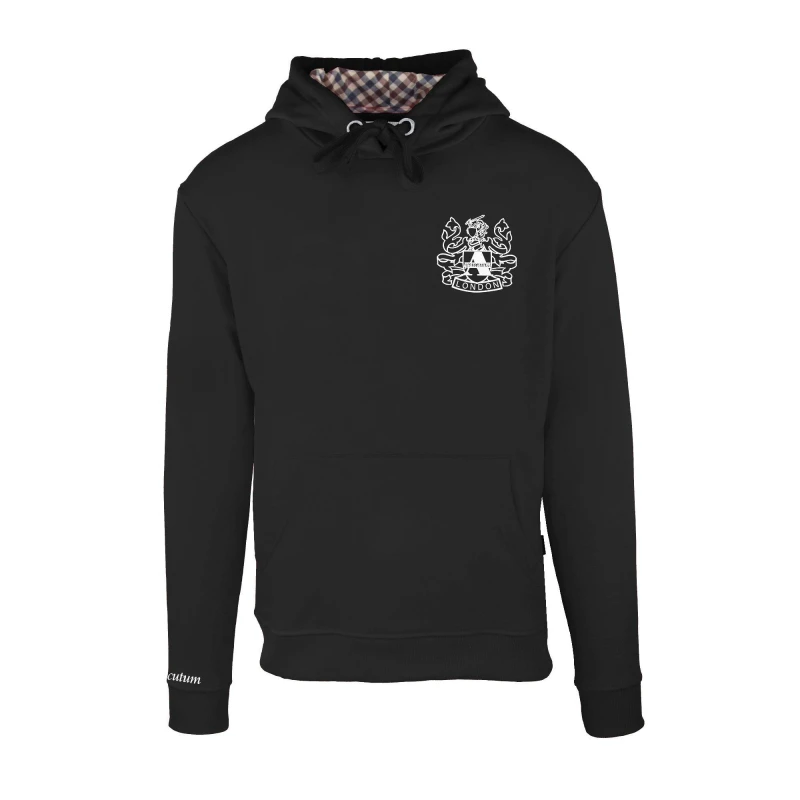 Image of Aquascutum Mens Hooded Sweat Pull Over Hoodie Black male Small